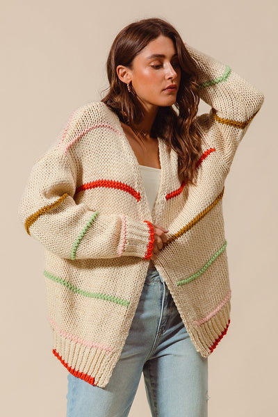 Stripe Open Cardigan