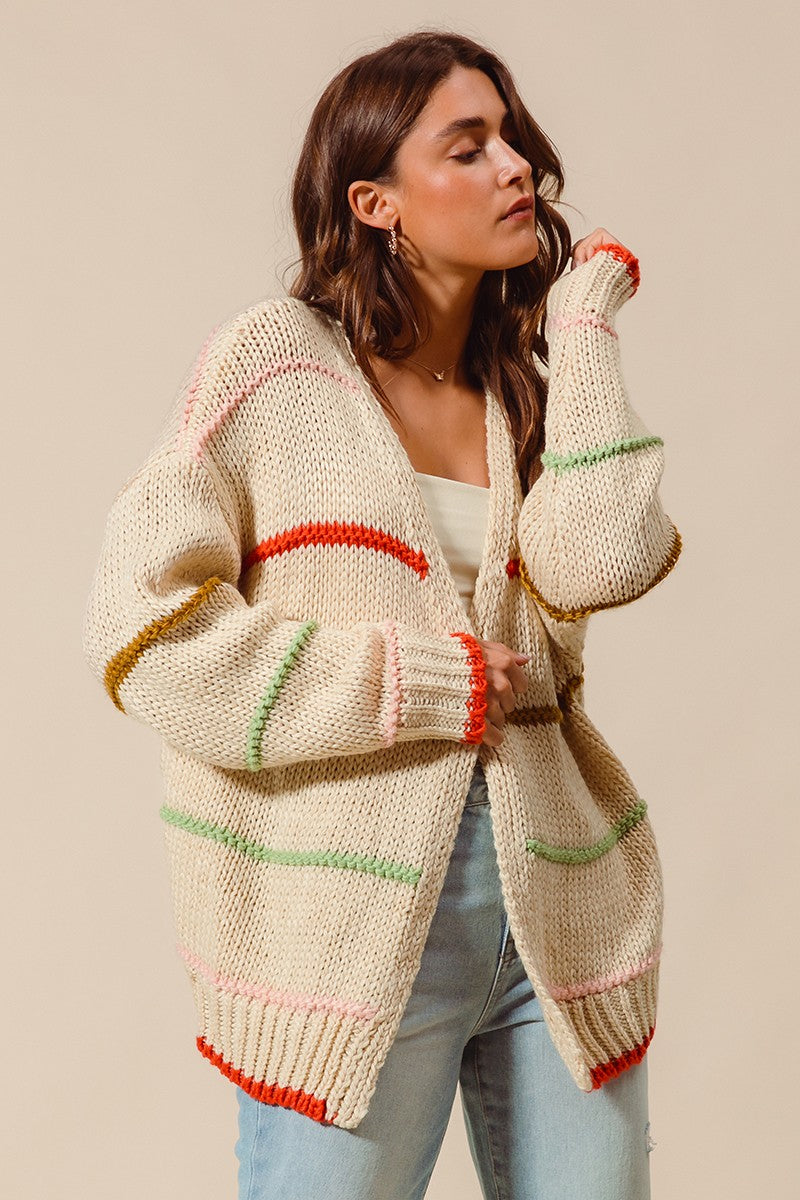 Stripe Open Cardigan