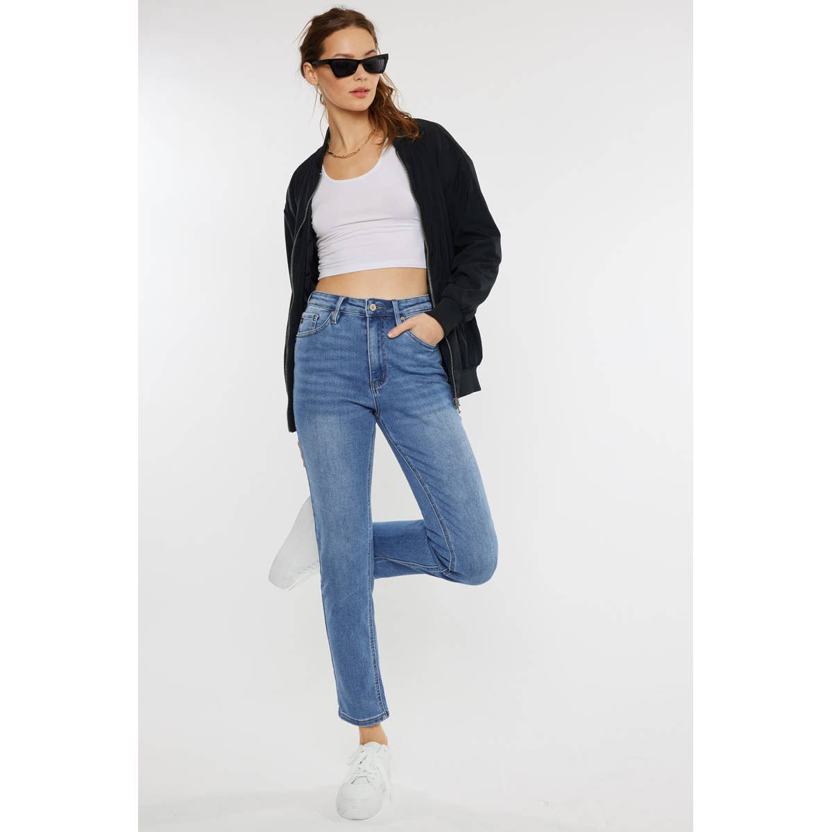 High rise slim stretch jeans