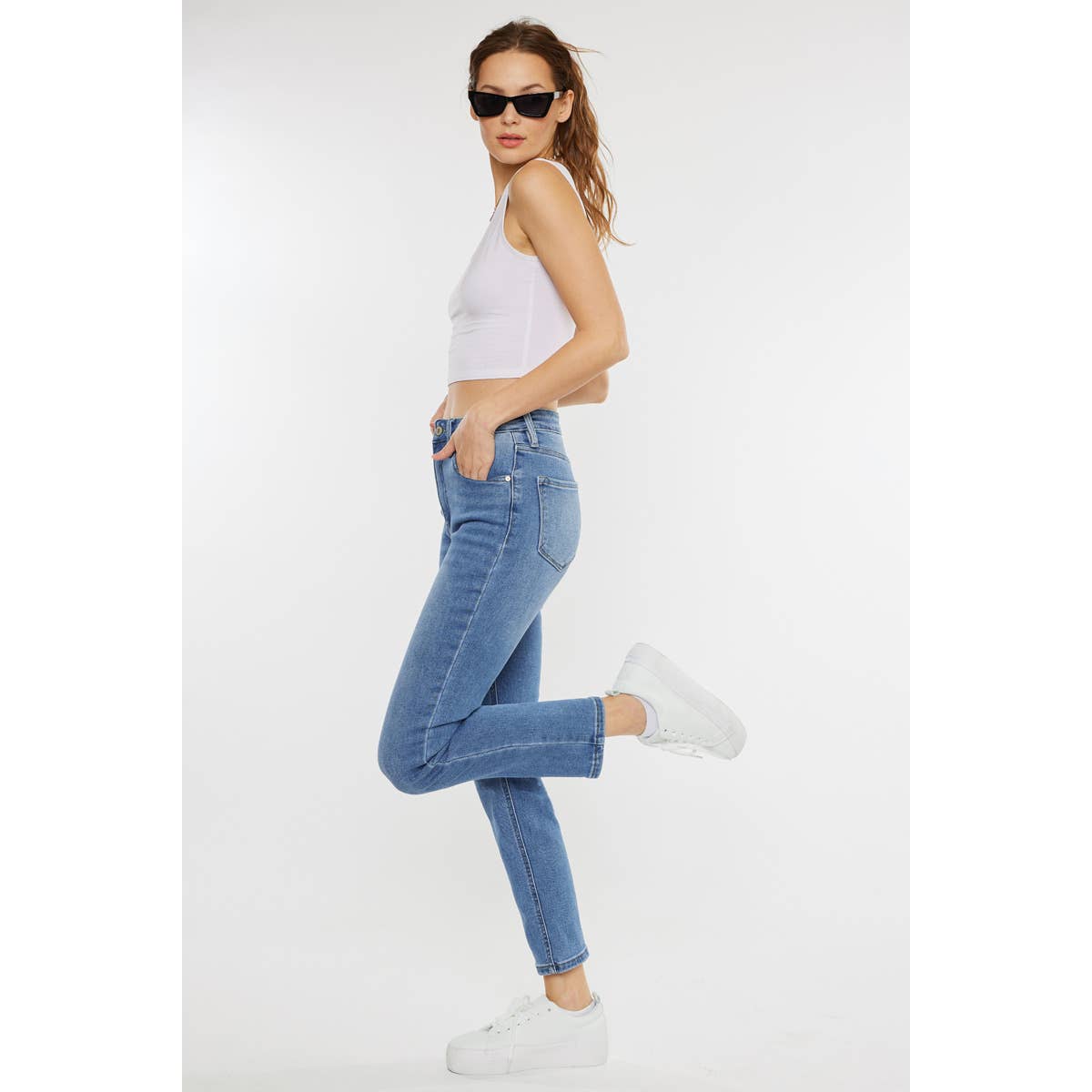 High rise slim stretch jeans