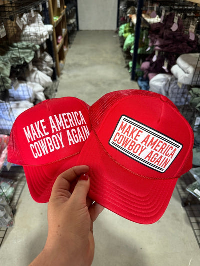 Make America Cowboy Again Red Trucker Hat