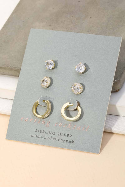Sterling Silver Rhinestone Earrings Set