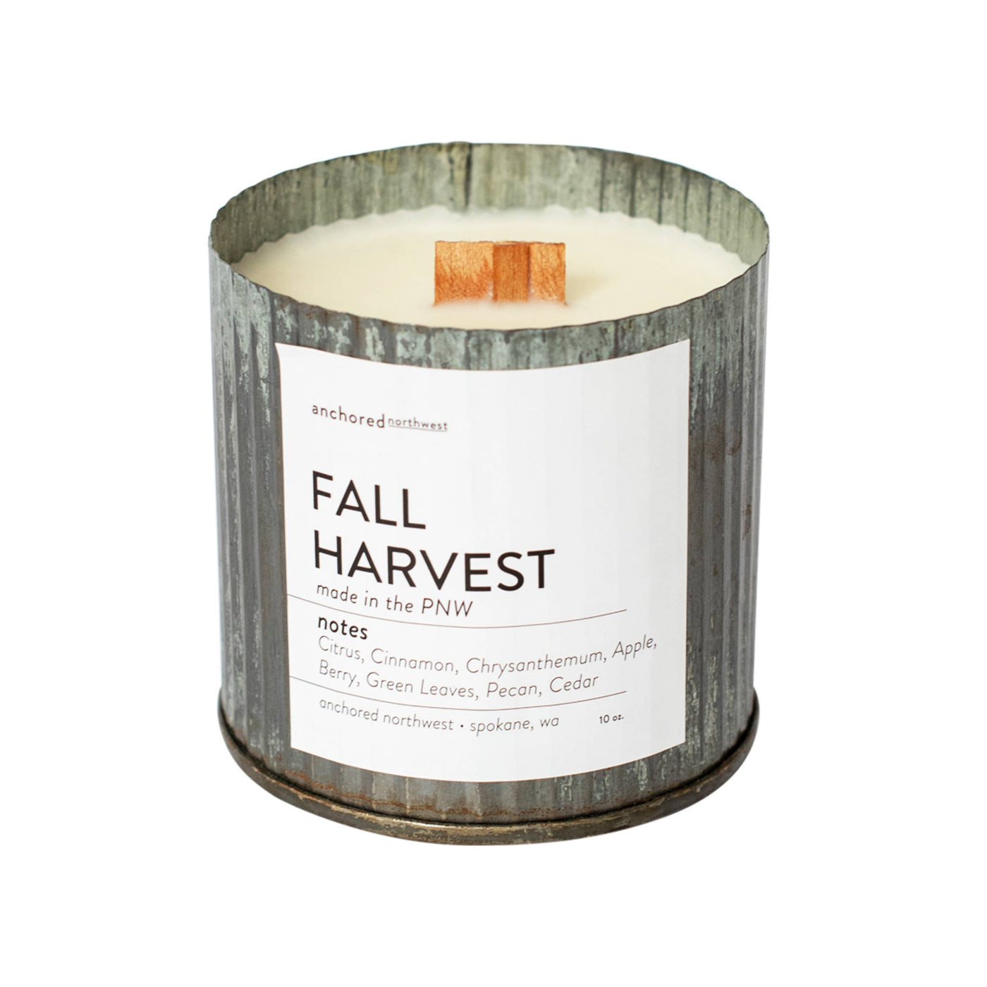Fall Harvest Wood Wick Rustic Farmhouse Soy Candle: 10oz