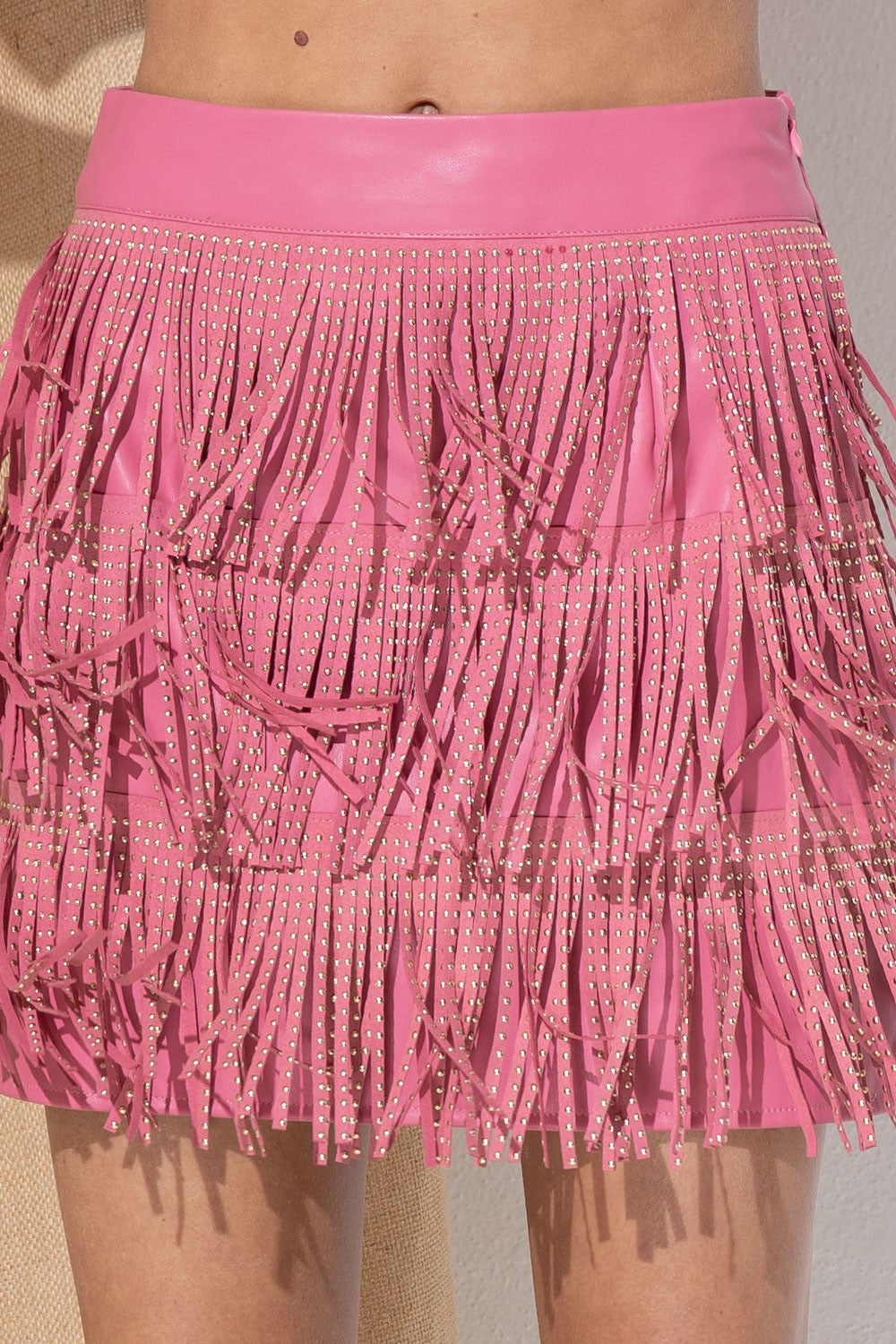 Pink fringe skirt