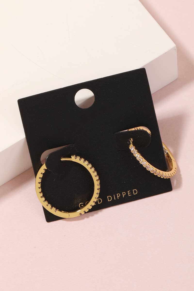 Gold Dipped Large Studded Hoop Earrings
