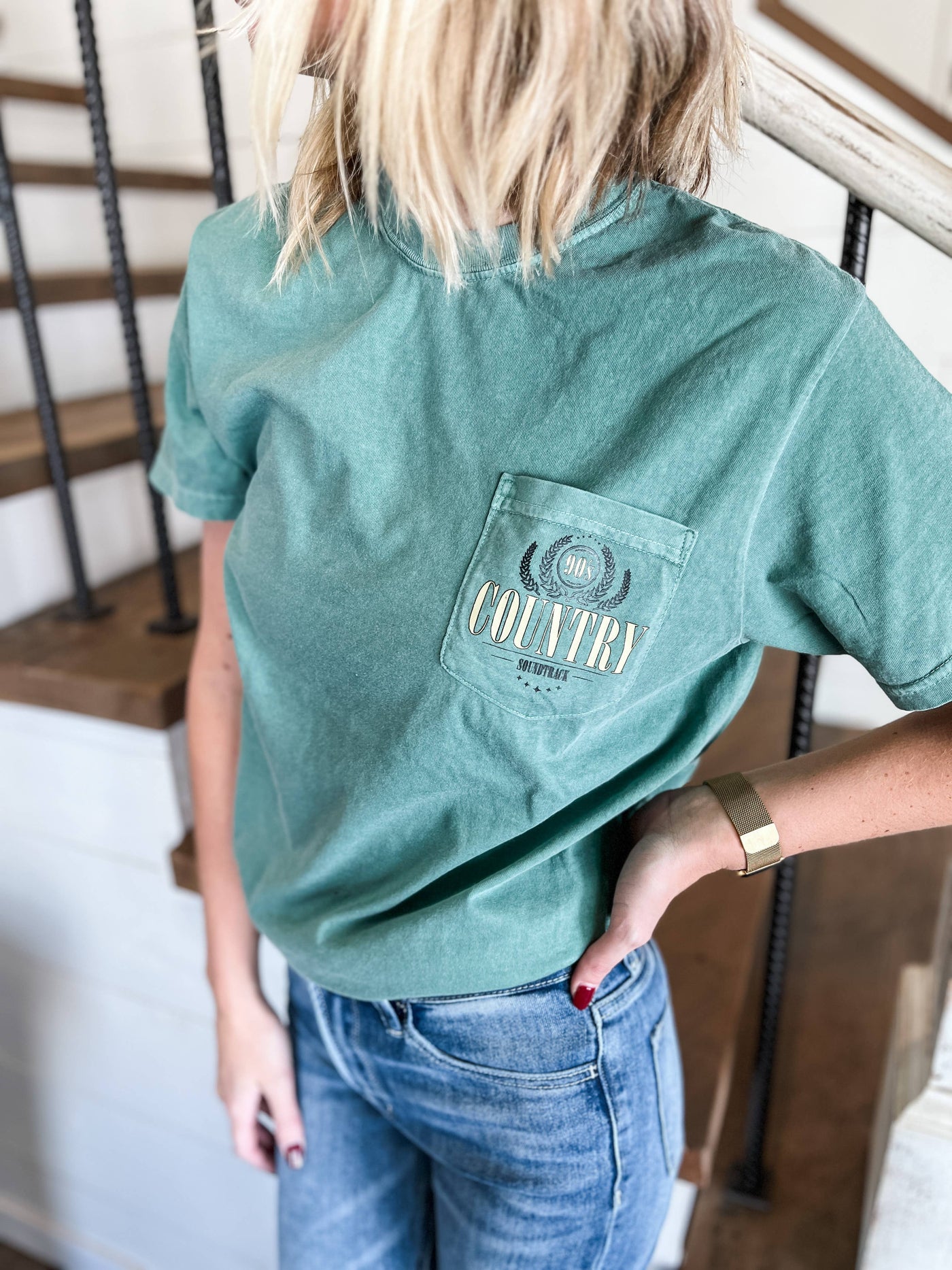 90's Country Soundtrack washed pocket Tee