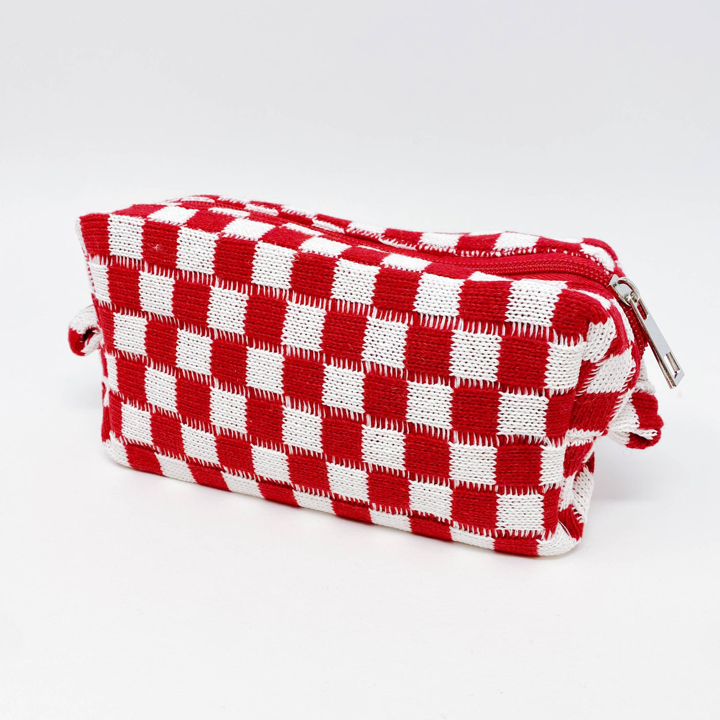 Check Yourself Cosmetic Bag- Red White