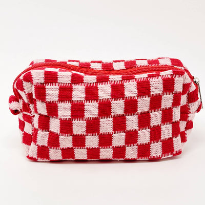 Check Yourself Cosmetic Bag - Red Pink
